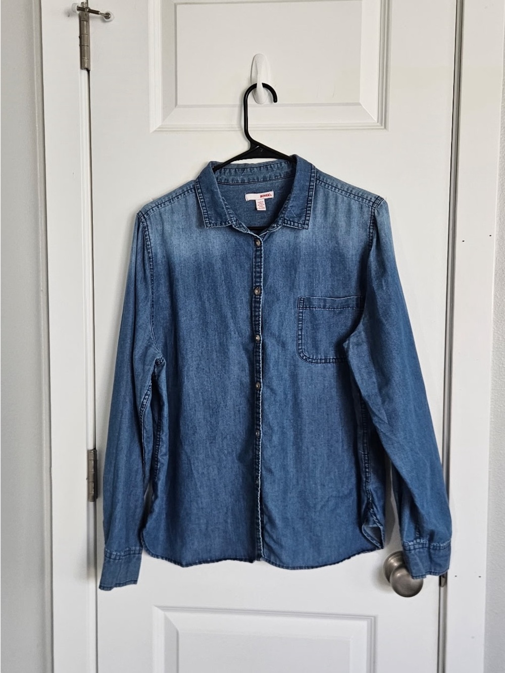 BONGO Blue Denim Casual Button-Down Shirt